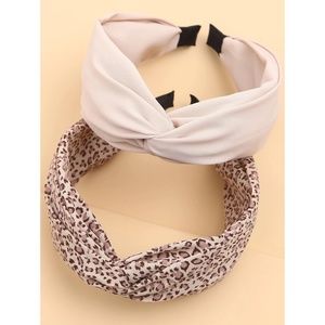 2 Piece Leopard Print Neutral Knot Headbands